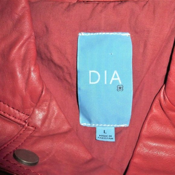 ST2 - DIA Woman's Red 100% LAMB SKIN LEATHER JACKET Size L Woman's Leather Coat - Picture 4 of 7
